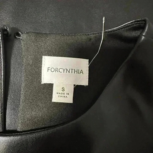 Forcynthia Sleeveless Feather Trim PU Mini Dress size S - Picture 8 of 8